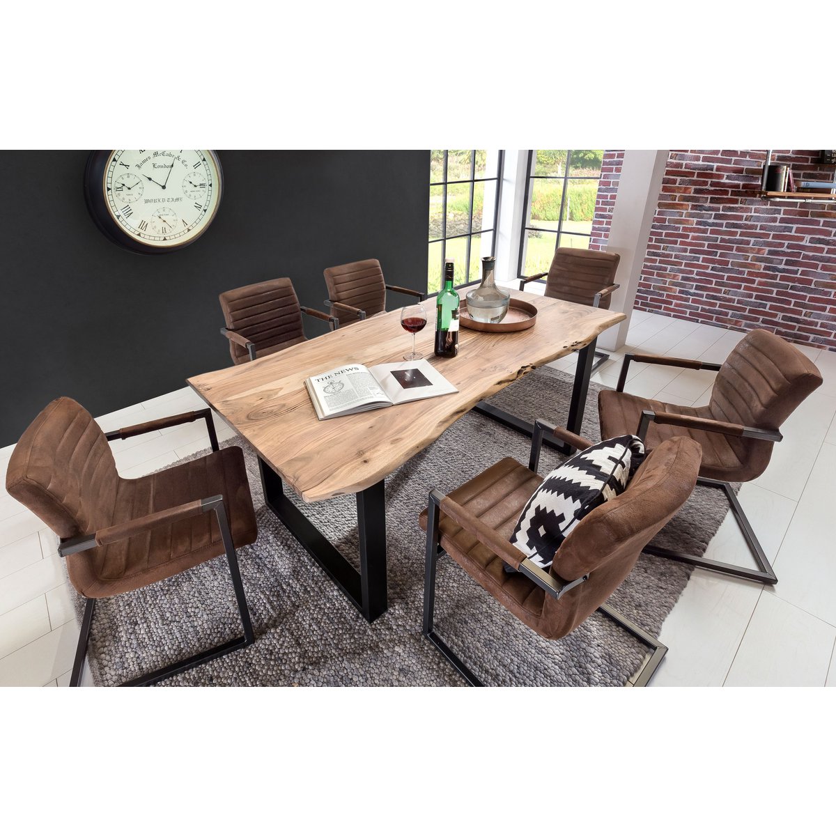 Tafel 220x100 cm, natuurlijk acacia, 56 mm