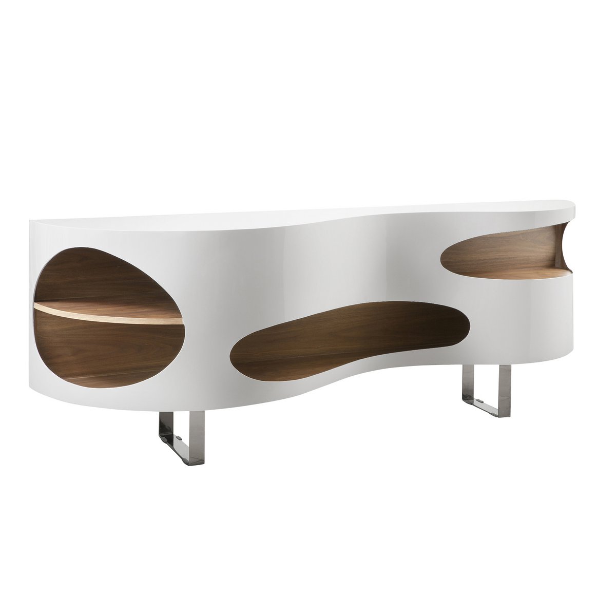 Dressoir 200x50x75 cm wit/walnoot