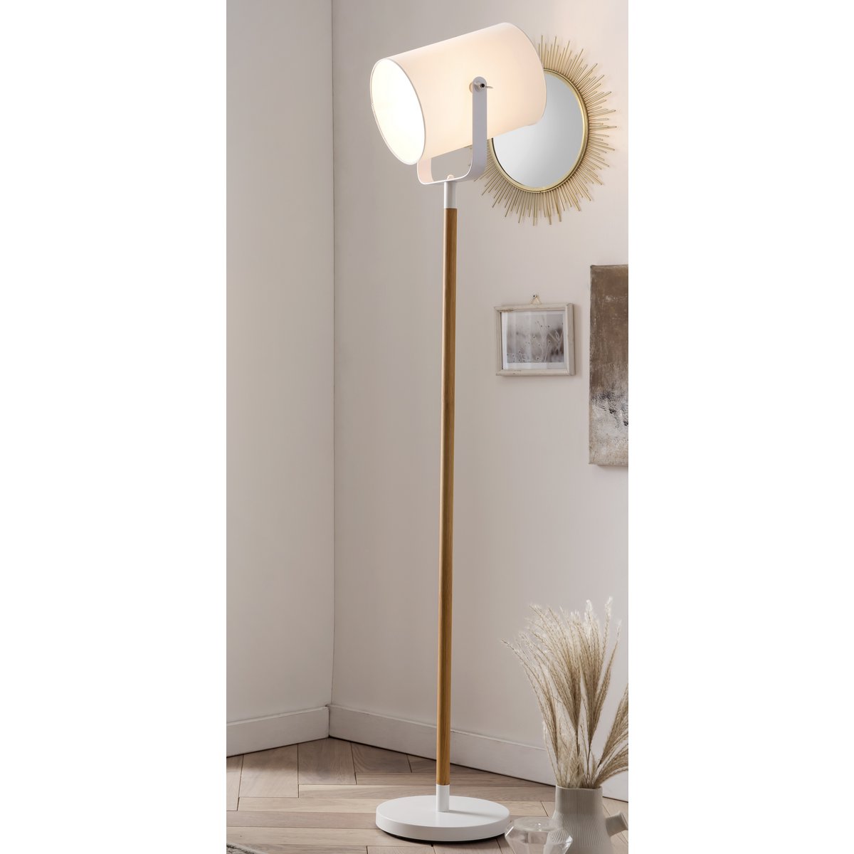 Vloerlamp Scandinavisch wit/naturel