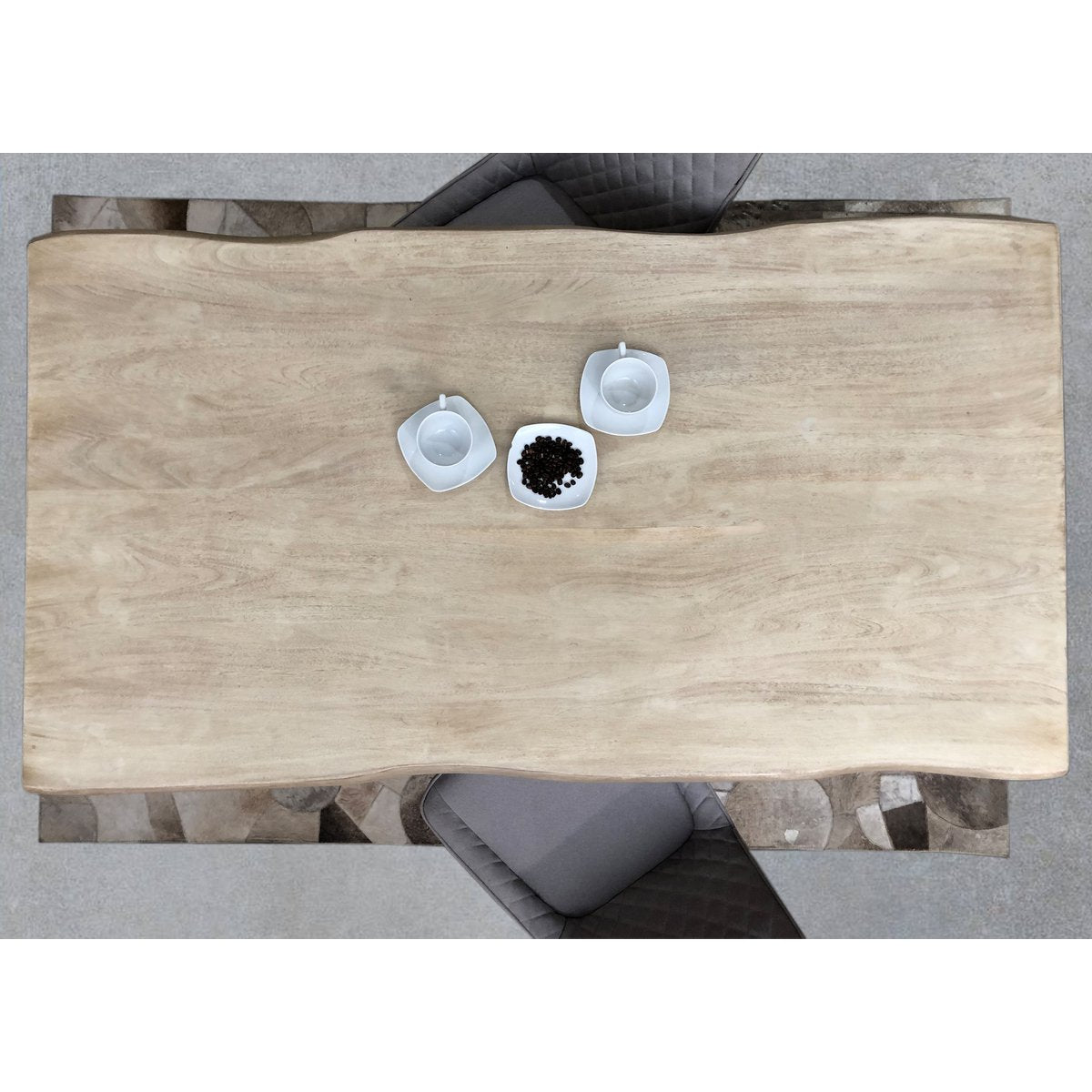 Tafel 160 x 85 cm, licht gekalkt blad, zwart frame