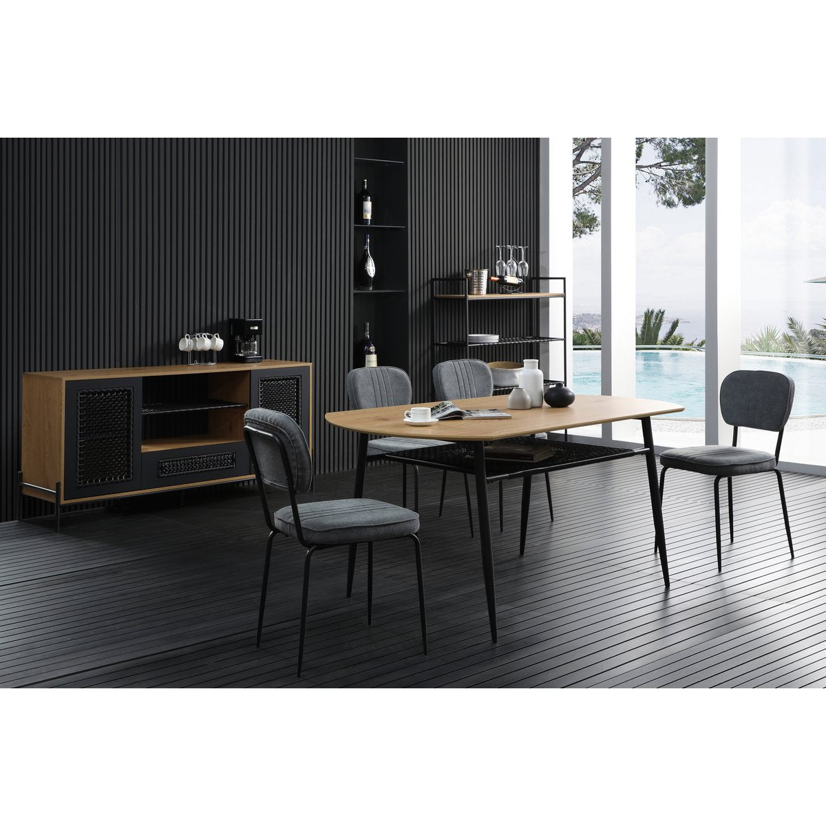 Dressoir naturel/zwart