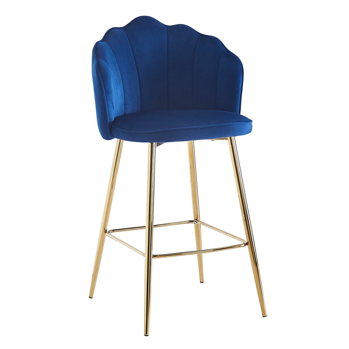Barkrukken schelp design set van 2 gemaakt van donkerblauw fluweel