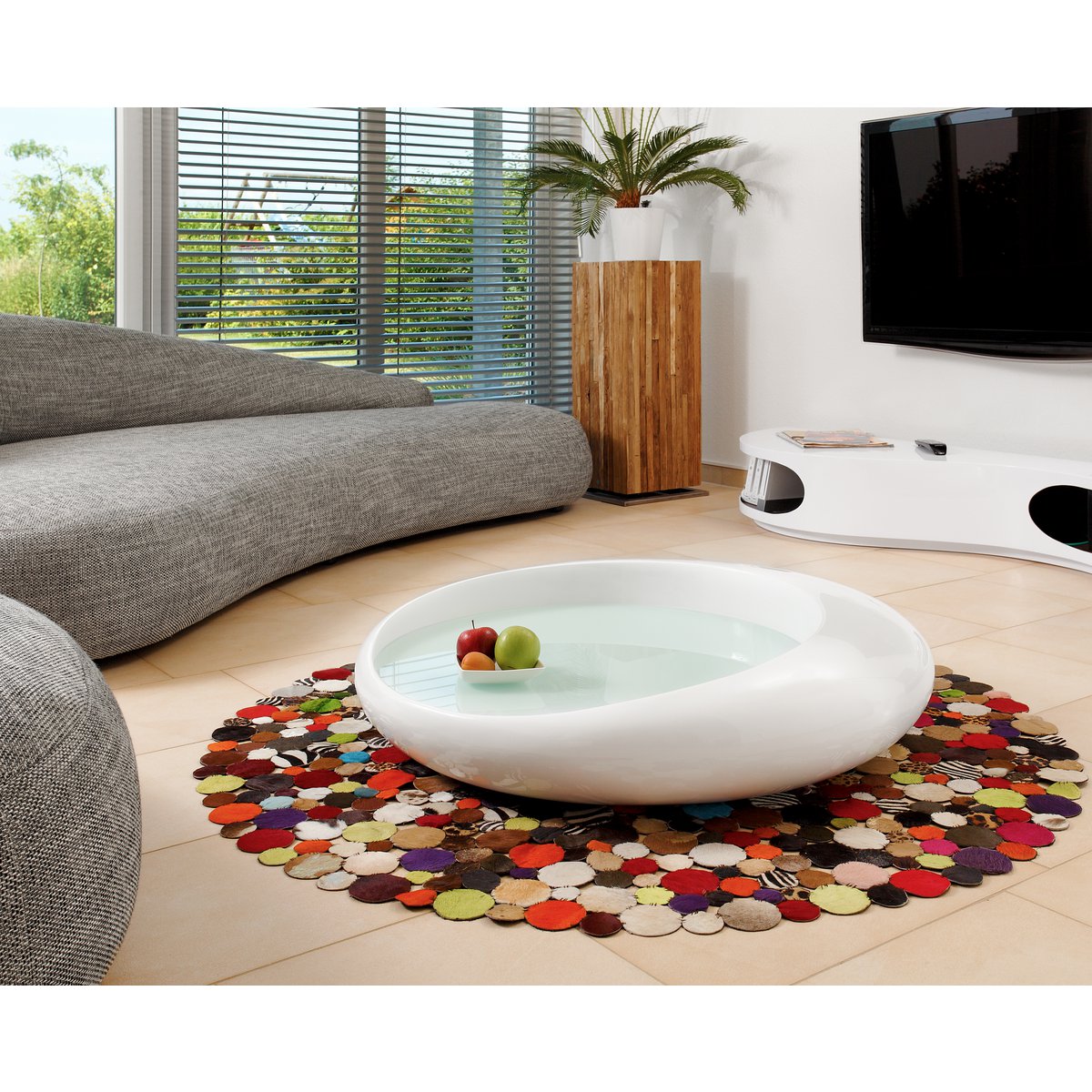 Salontafel 100x100x25 cm wit glasvezel