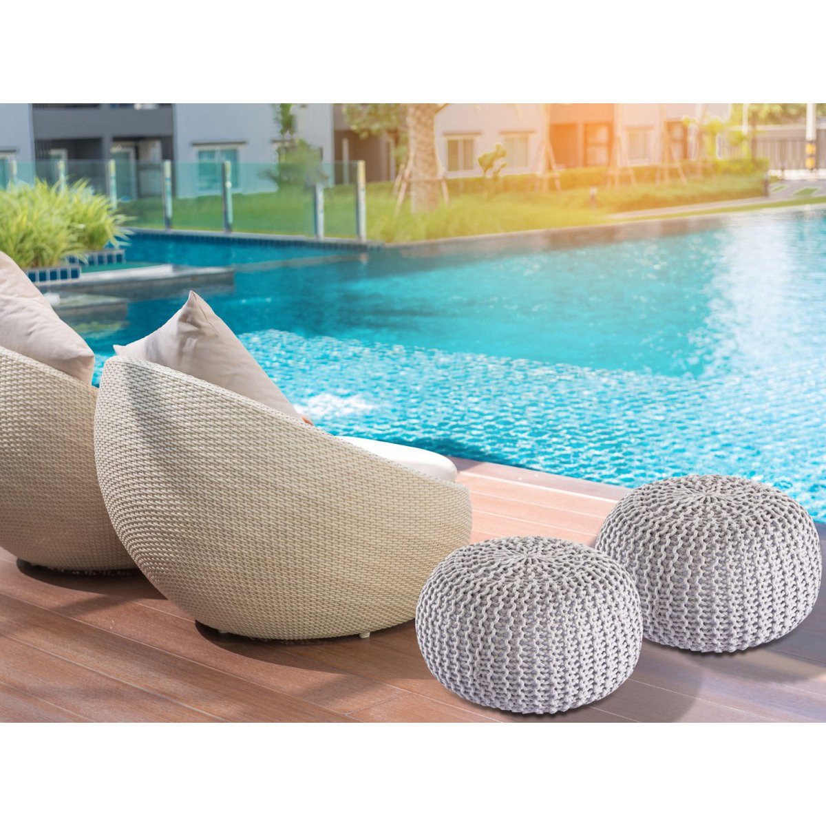 Pouf Outdoor Ø55cm stoel Pouf Terrace Pool Garden