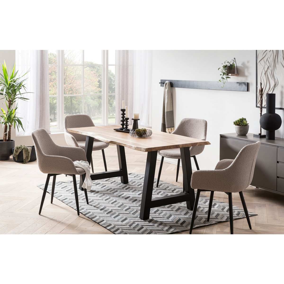 Fauteuil Bouclé stof taupe set van 2