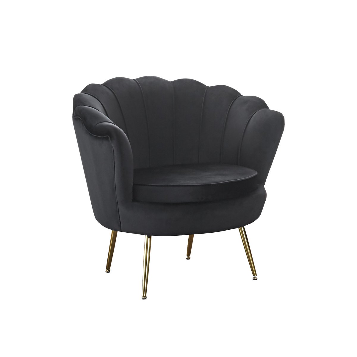 Zwart fluwelen schelp fauteuil
