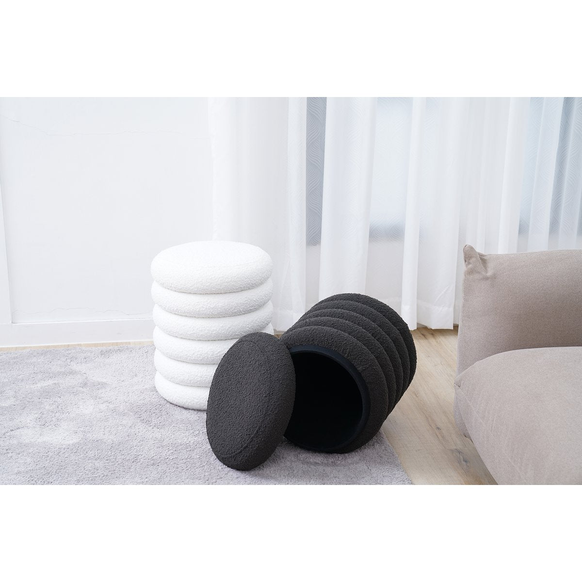 Curly Sitzhocker Ø38 cm Wit
