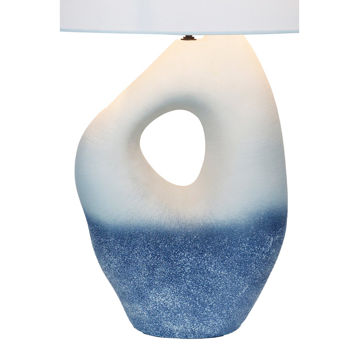 Tafellamp keramiek/linnen blauw/wit