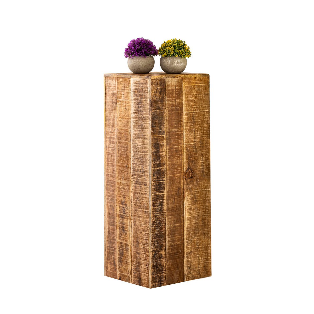 Bloemzuil 27x27 H50 of 73cm bloemenkruk hout plantenstandaard bijzettafel vierkant mangohout