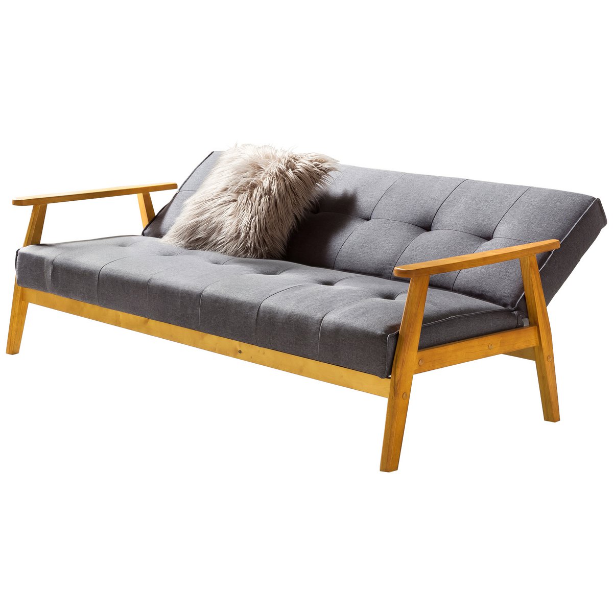 Slaapbank 190x85x81 cm donkergrijs geweven stof