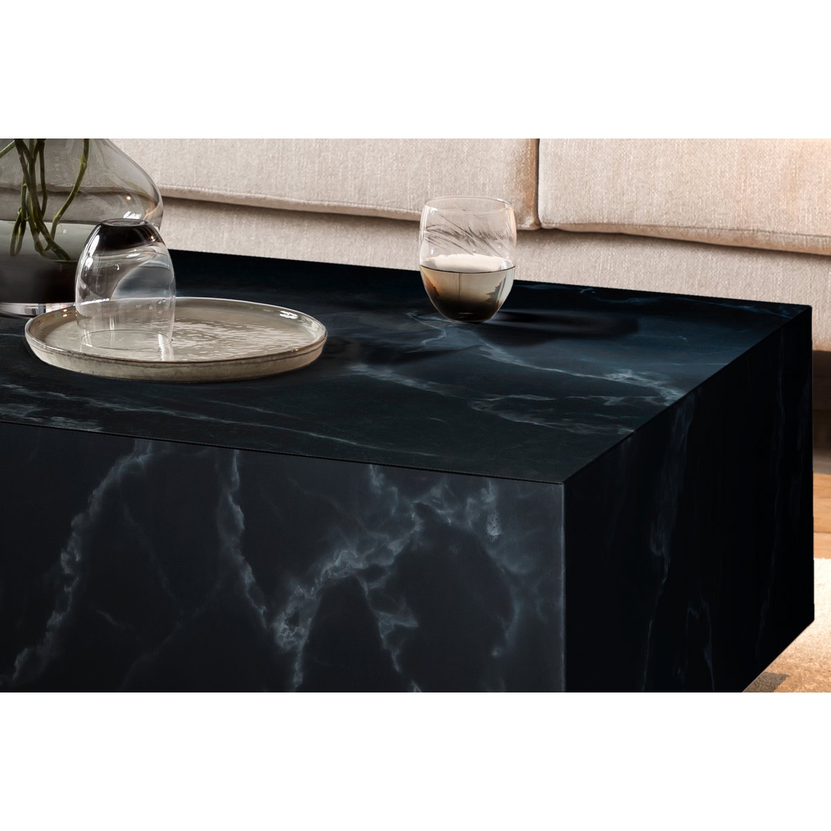 Salontafel zwart, 120x75 cm