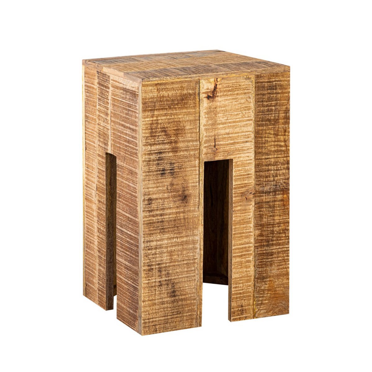 Kruk vierkant 28 x 45 x 28 cm bloemkrukbloem kolom stoel ontlasting bijzettafel mango hout