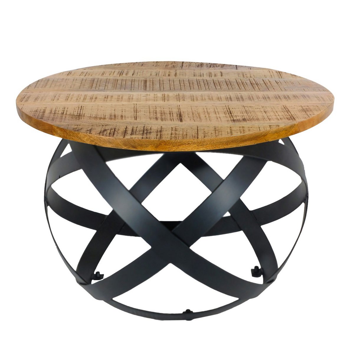 Bijzettafel salontafel rond woonkamer orbit metalen frame zwart