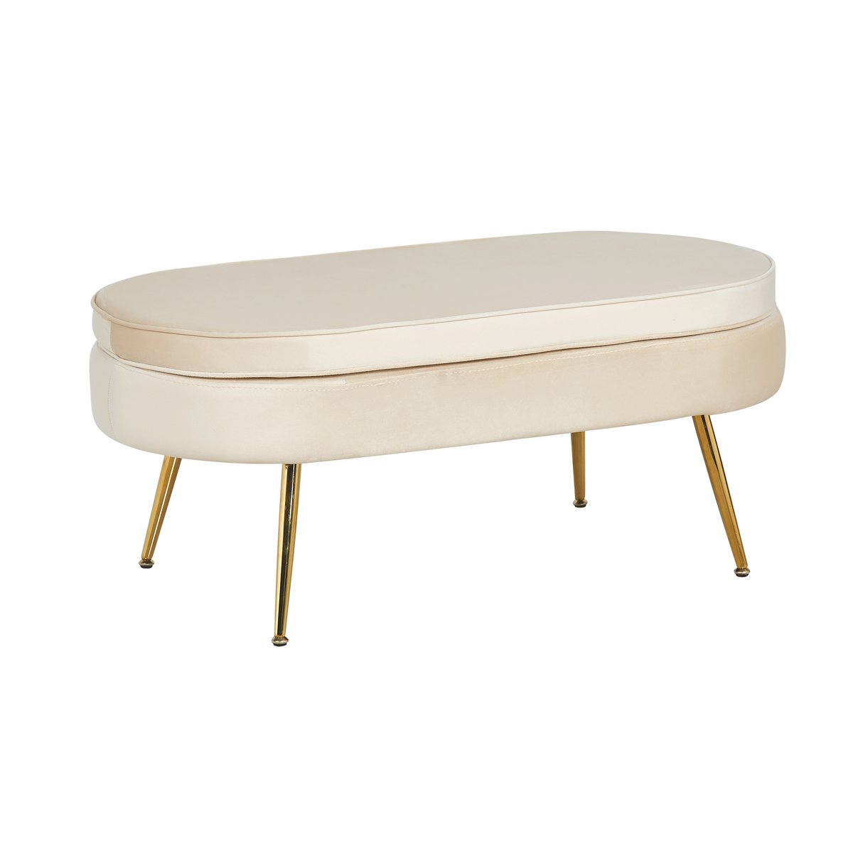 Poef ovaal van beige fluweel