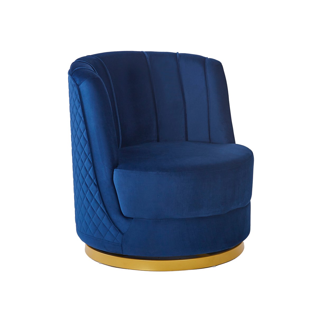 Donkerblauwe fluwelen draaifauteuil