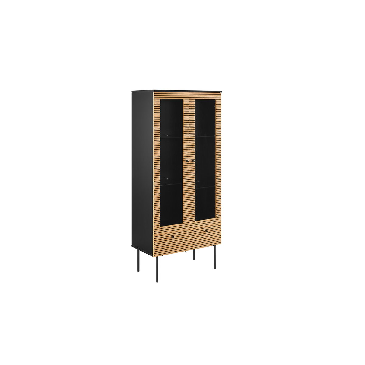 Vitrine 2 deuren eiken echt houtfineer