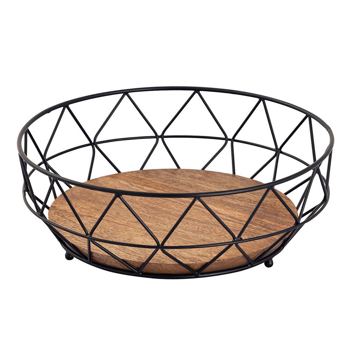 Fruitkom metalen broodmand rond neo Ø 28 cm H 10 cm fruitmand metaal zwart