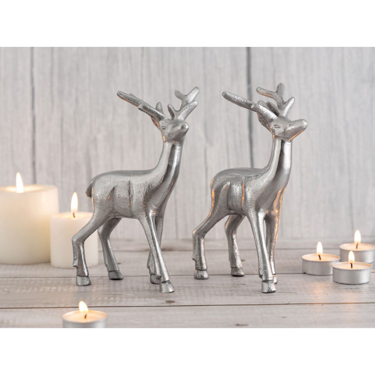 Decoratie Figuur herten VE 8x 2 stukken Tabel Decoratie Dierfiguur Silver o. Gold Metal Christmas Decoratie
