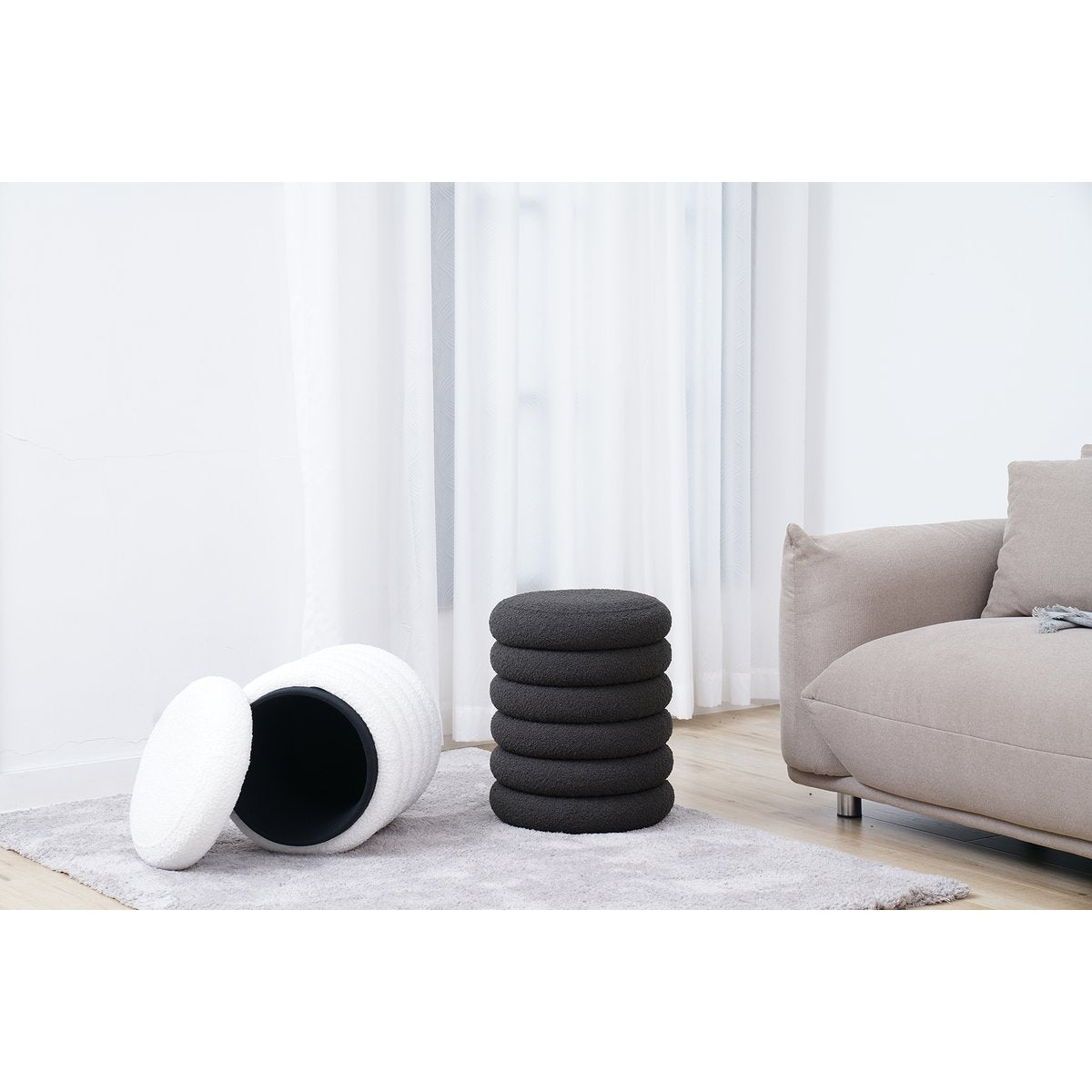 Curly Sitzhocker Ø38 cm Wit