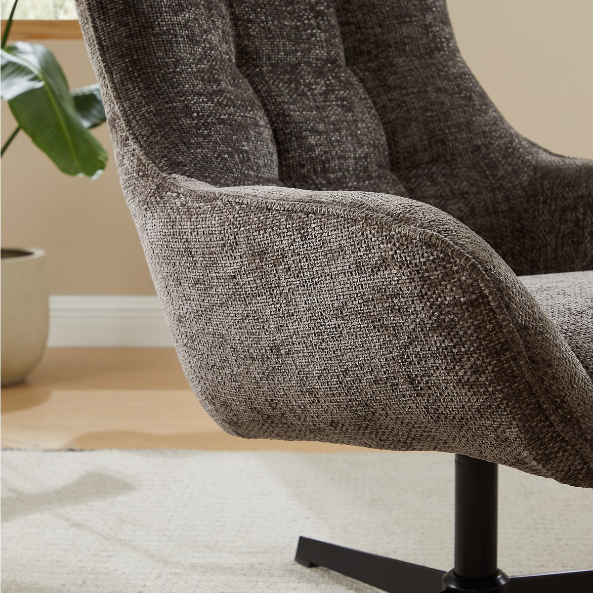 Fauteuil chenille stof donkergrijs