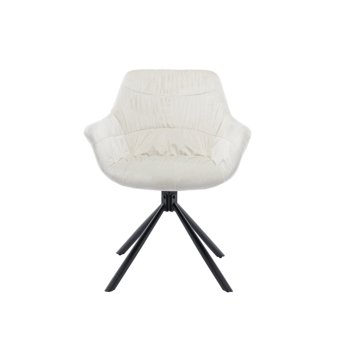 Fauteuil met honingraatstiksel in crème fluweel