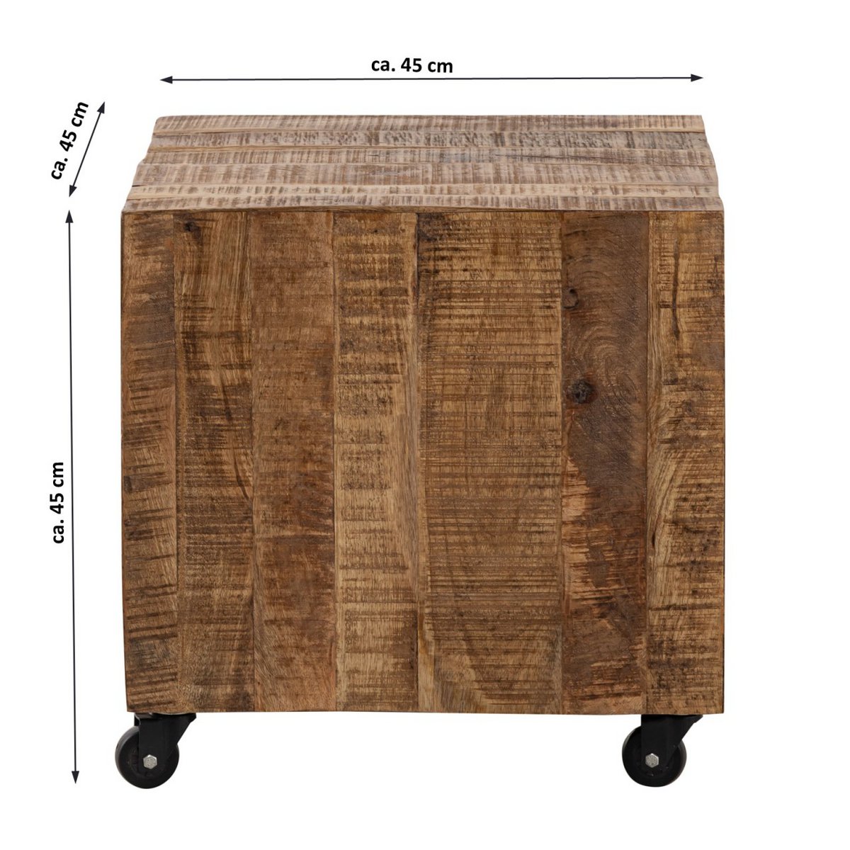 Salontafel vierkant 45 x 45 x 45 cm bijzettafel bloementafel duurzaam mango recuperatiehout