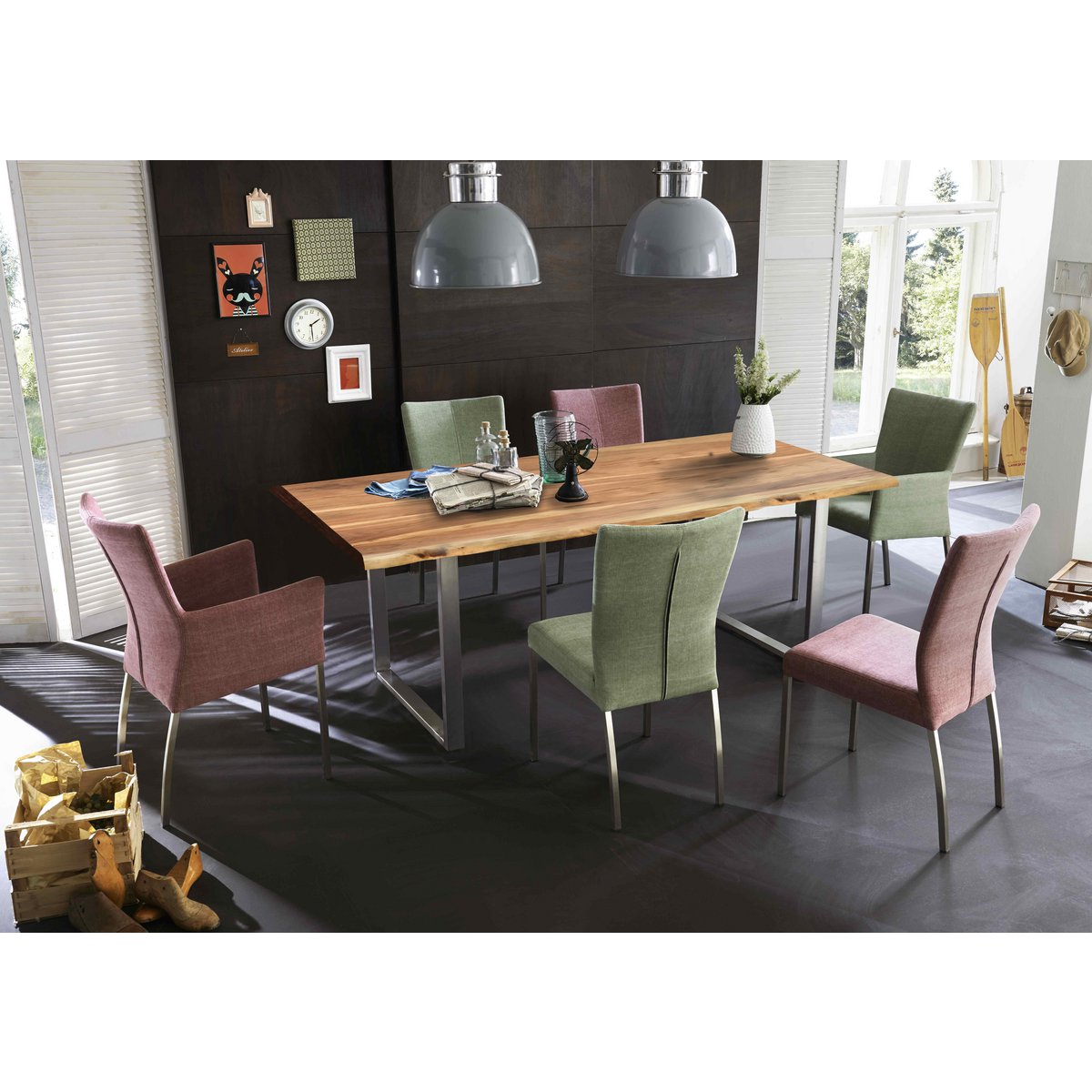 Tafel 180x100 cm, natuurlijk acacia, 56 mm
