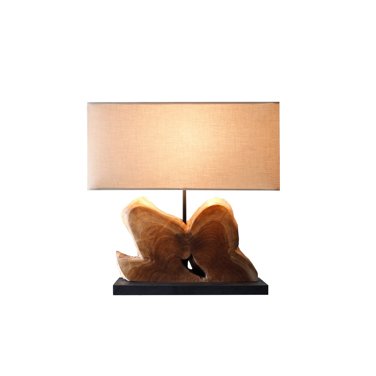 Tafellamp drijfhout/linnen naturel 50 cm