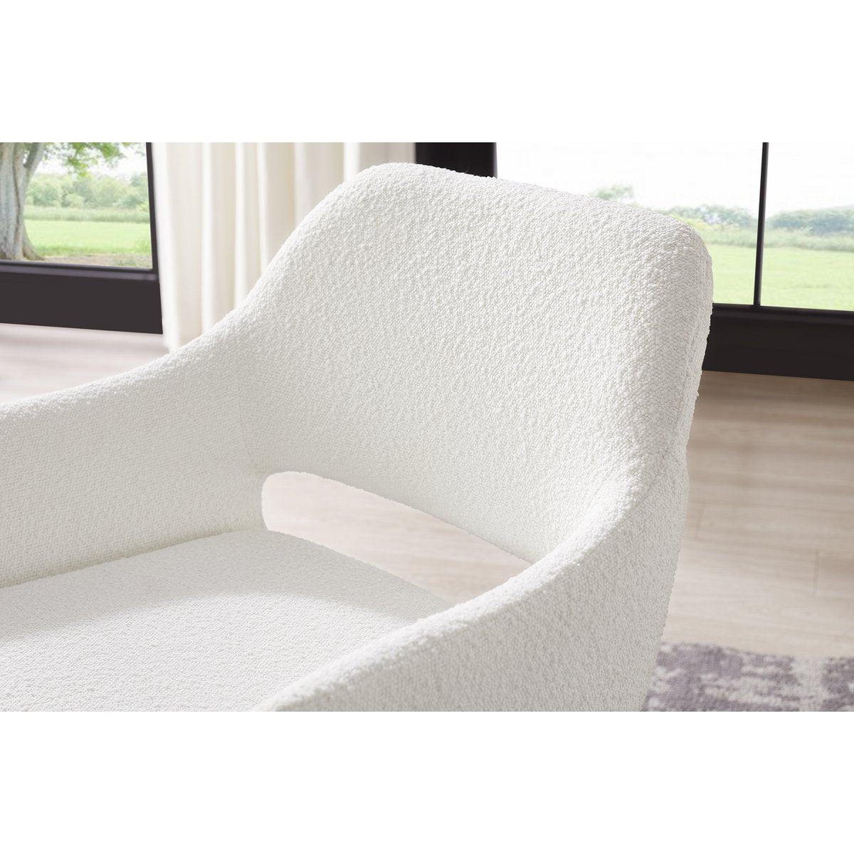 Fauteuil met ruguitsparing Bouclé stof wit