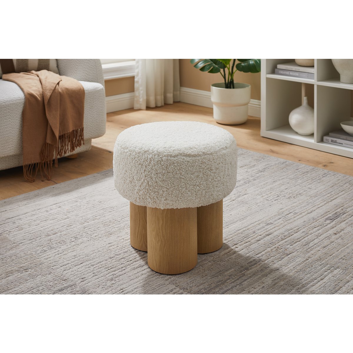 STEATPOUF Ø 50 cm natuurlijk/wit