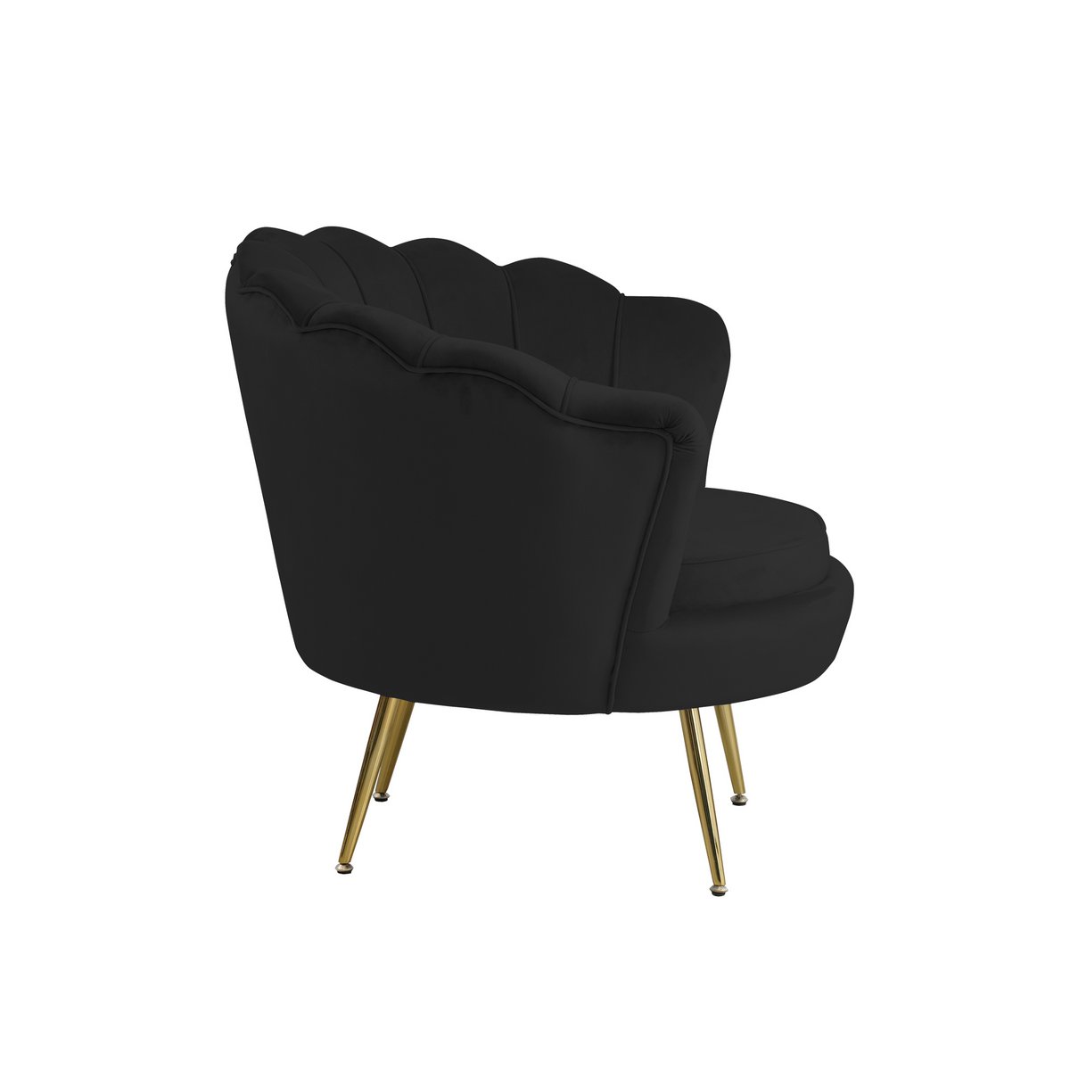 Zwart fluwelen schelp fauteuil