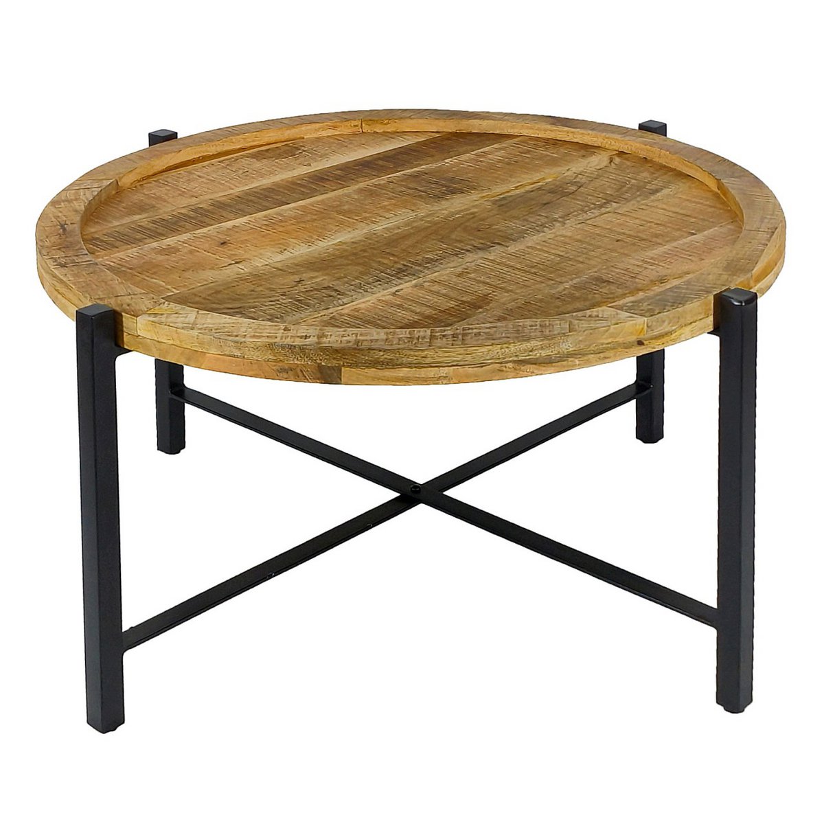 Salontafel Ø75cm bijzettafel woonkamer tafel rond sioux metalen frame
