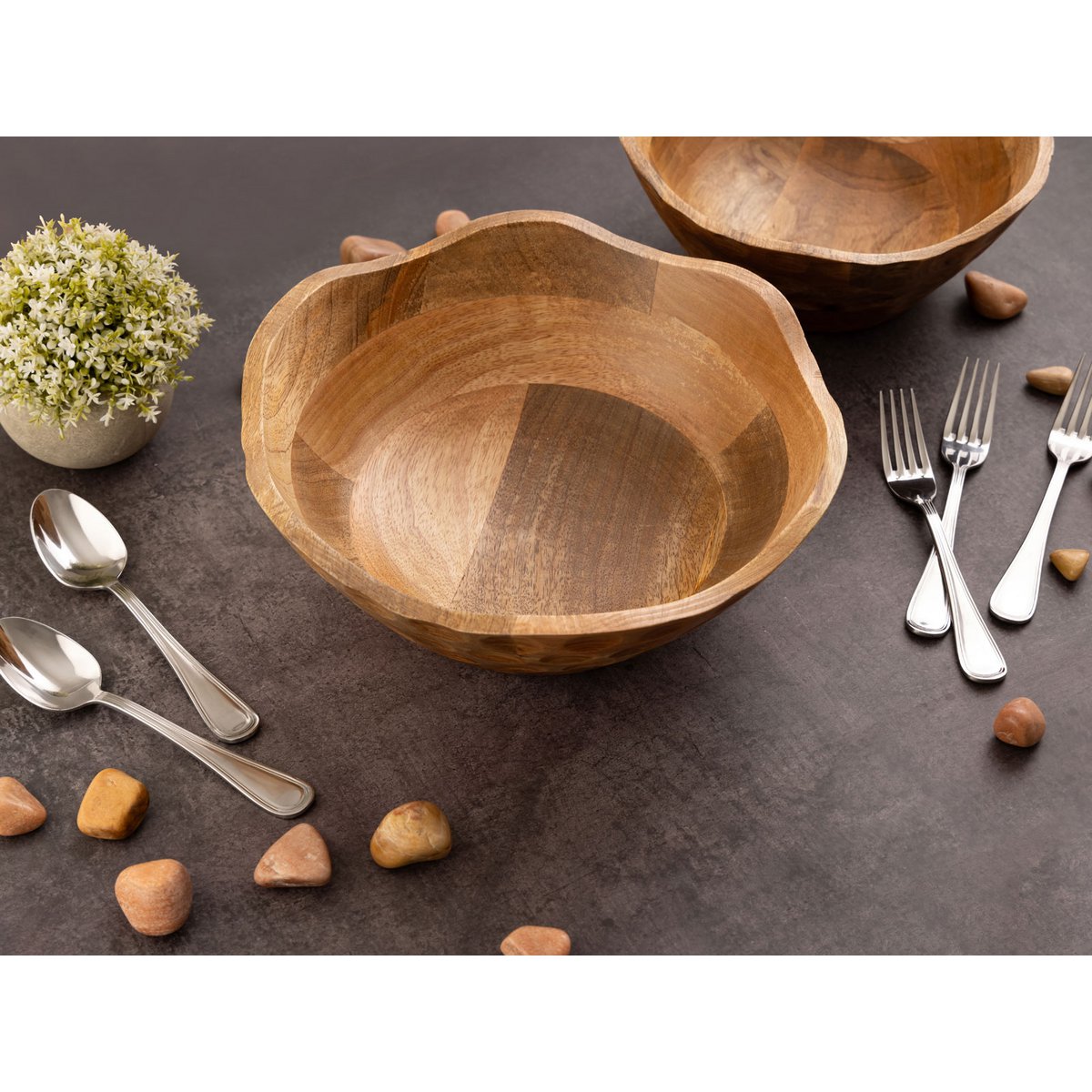 Decoratieve schaal houten kom Ø25 of 30 cm H6cm ronde originele mangolz solide