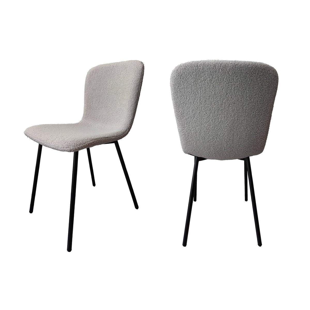Bouclé Look Stoelenset van 4 lichtgrijs