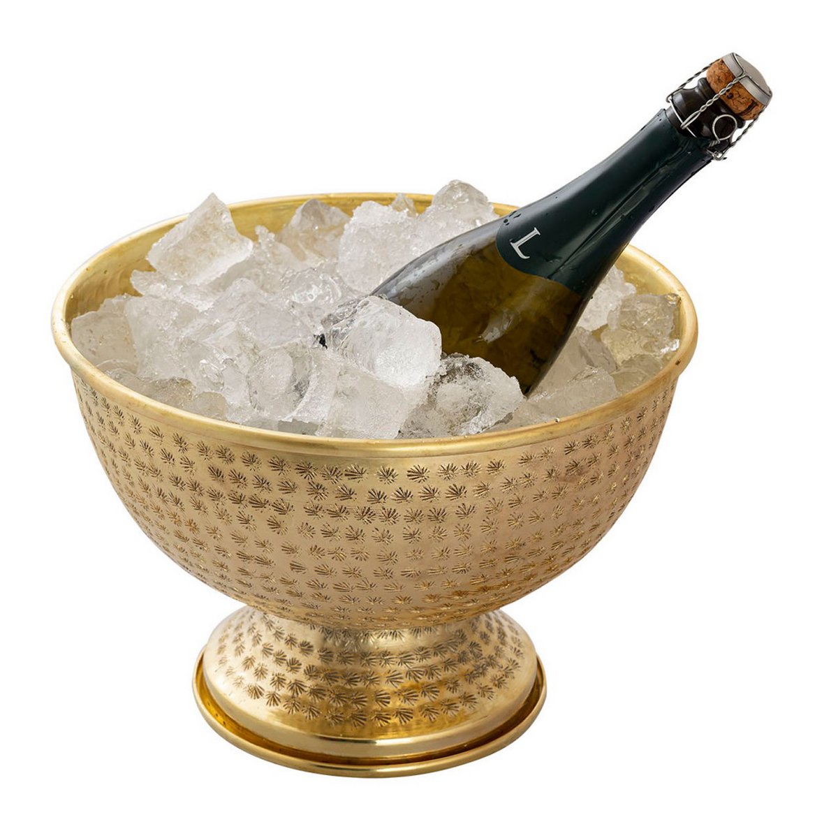 Fleskoeler wijnkoeler 4-delige metaal Ø 29 cm champagne koeler ronde zilveren goud ijs skyhears champagne