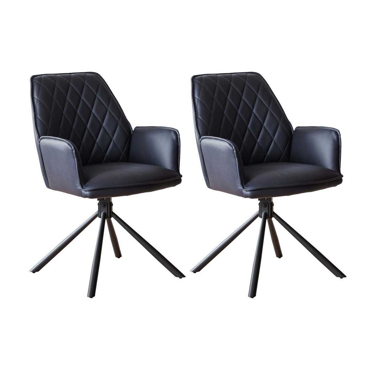 Fauteuil donkerblauw set van 2 met 360° draaifunctie