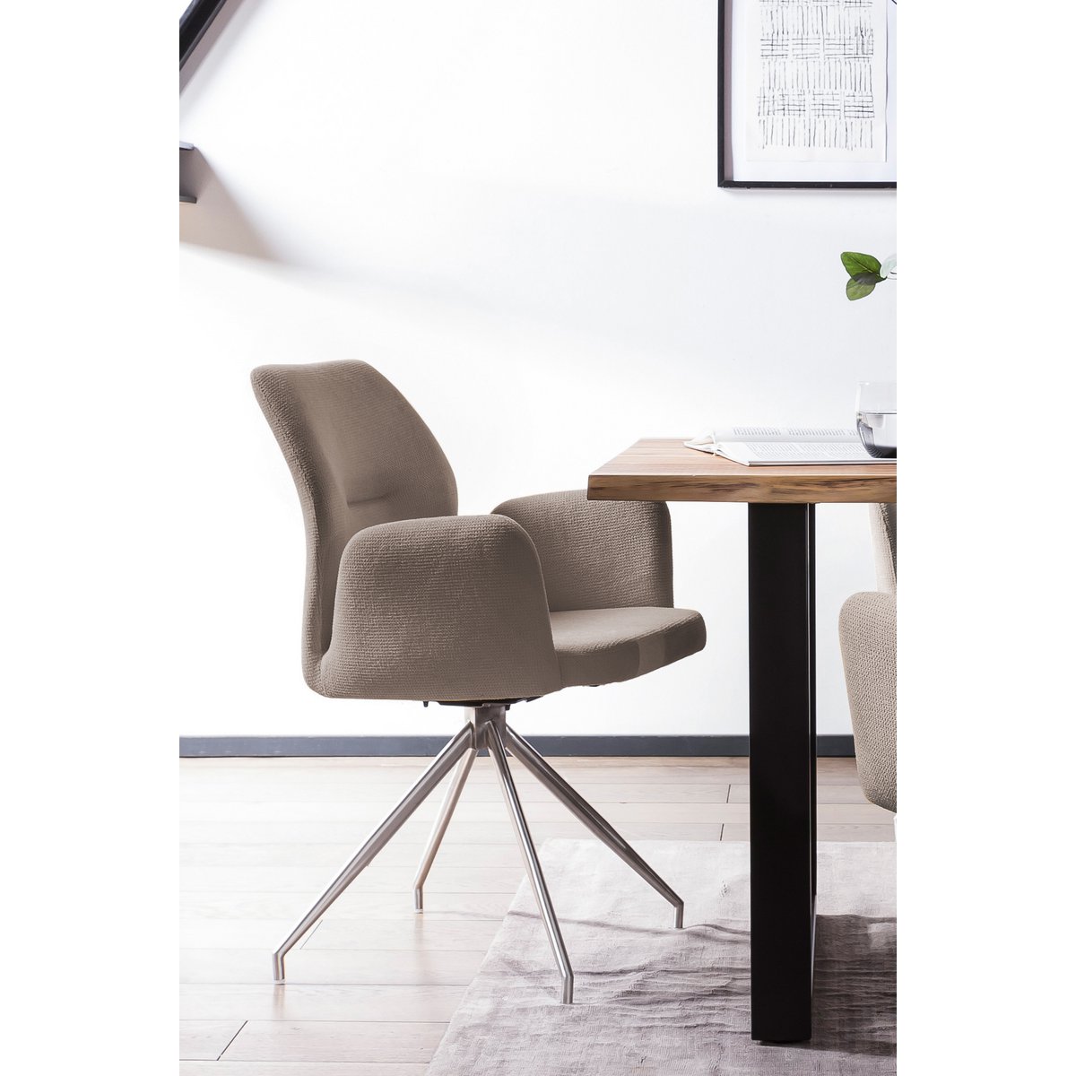 Fauteuil met 180° draaifunctie bruin, zitting met pocketveringkern