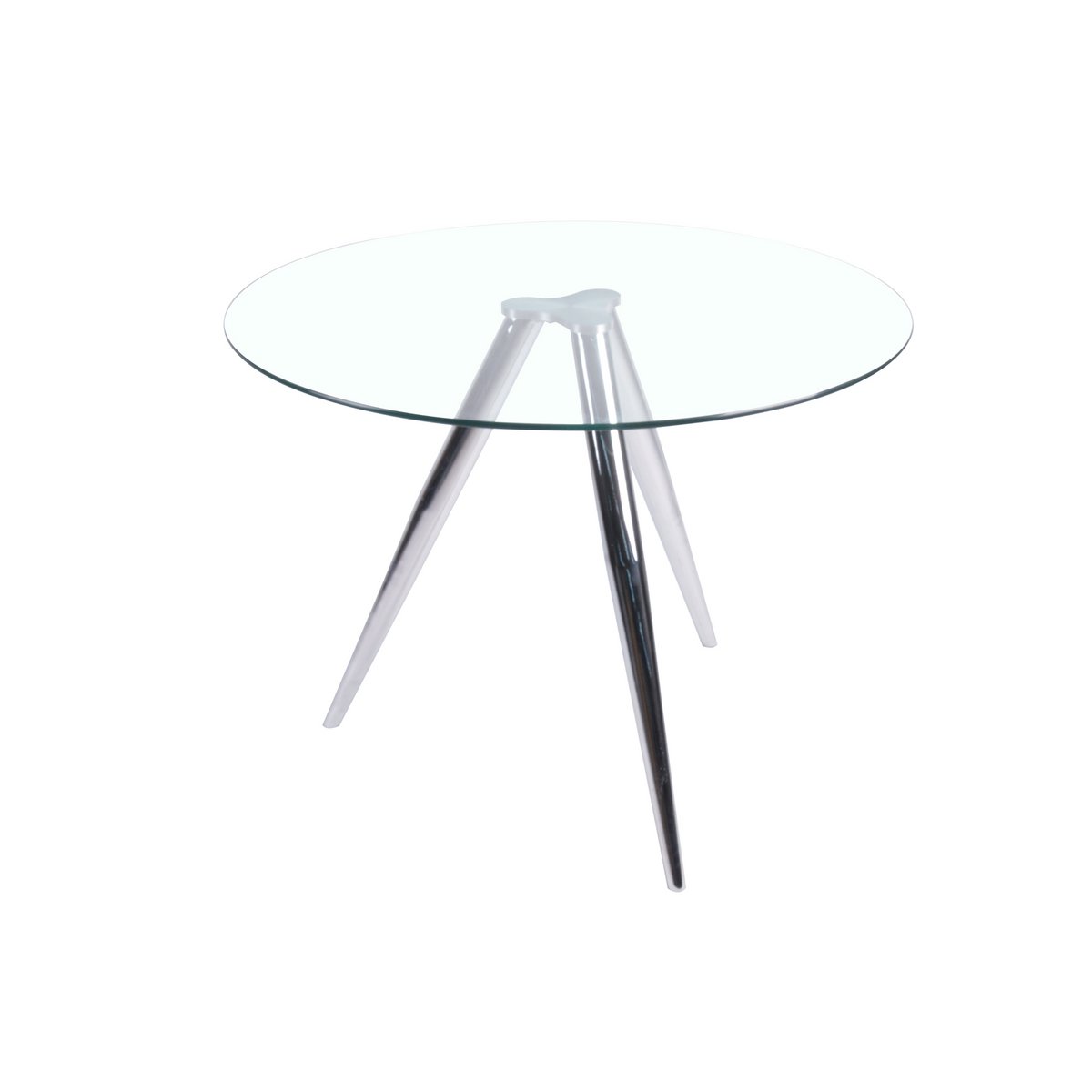 Ronde eettafel met glazen blad en chromen frame Ø100 cm
