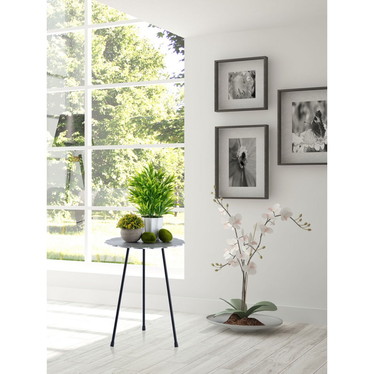 Bijzettafel metaal 4-delige siertafel Hilton ø 35 x H 45 cm rond zilver of goud aluminium