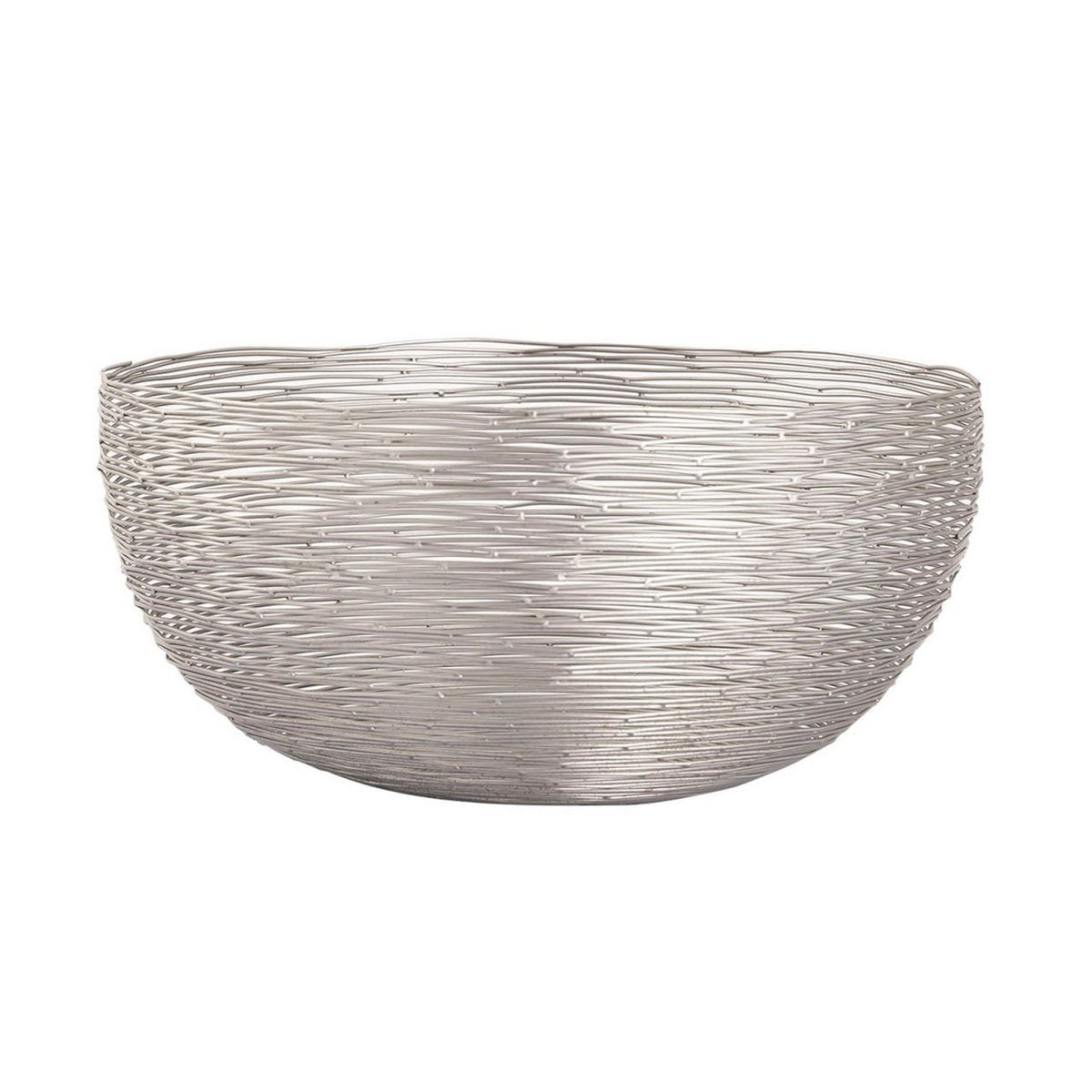 Fruitmand Ø 30 cm H 13 cm broodmand fruitkom metalen ronde zilver of gouden poppen metalen draadstructuur