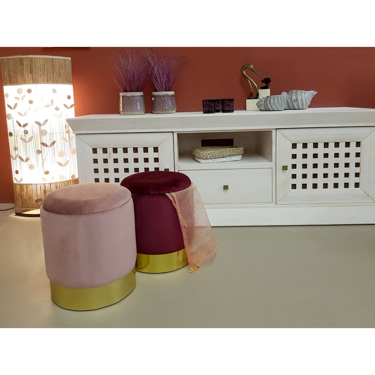 Velvet ontlasting decoratie -ontlasting en Pouf Decopouf Velours Stool met opslagruimte u.