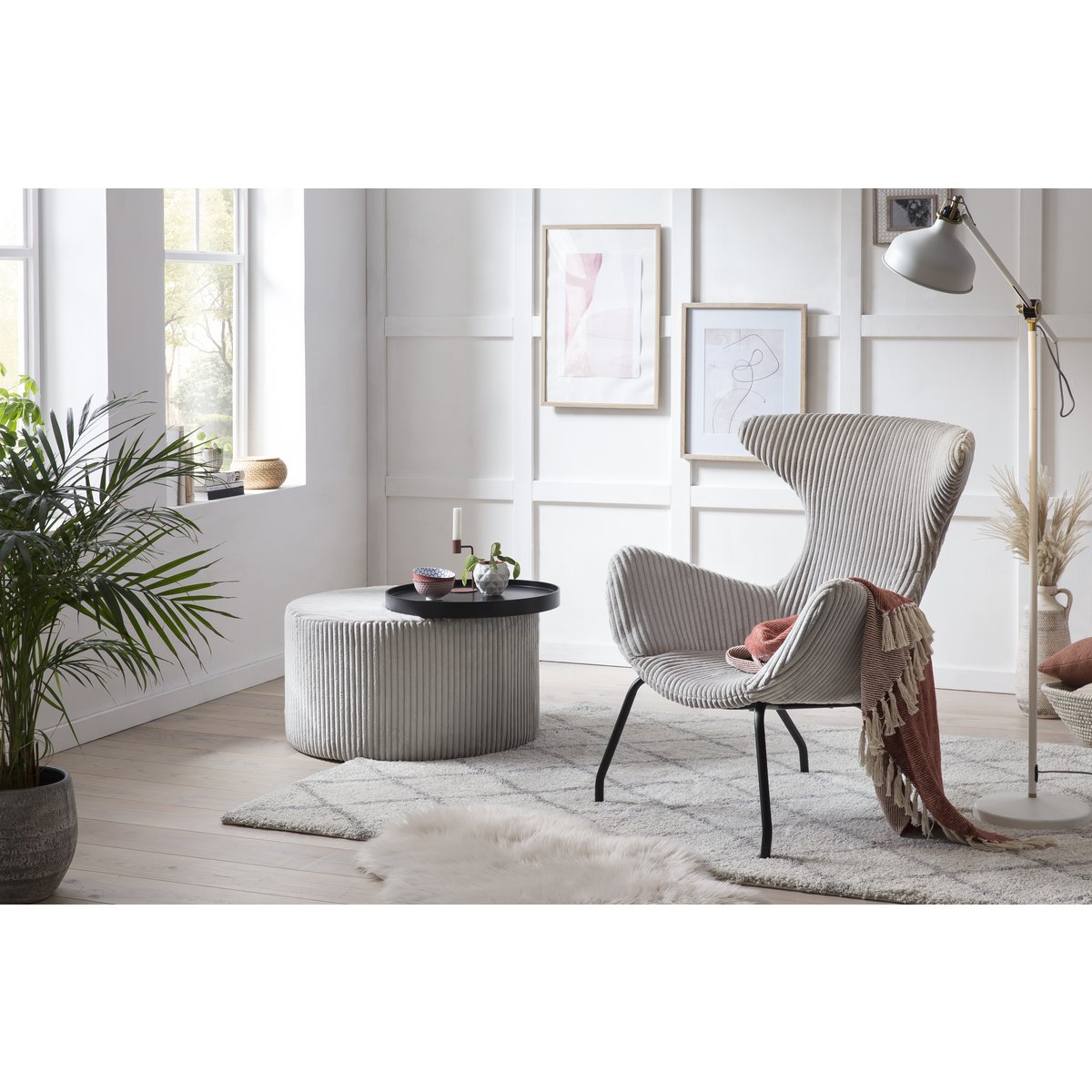 Relaxfauteuil Grijze structuurstof