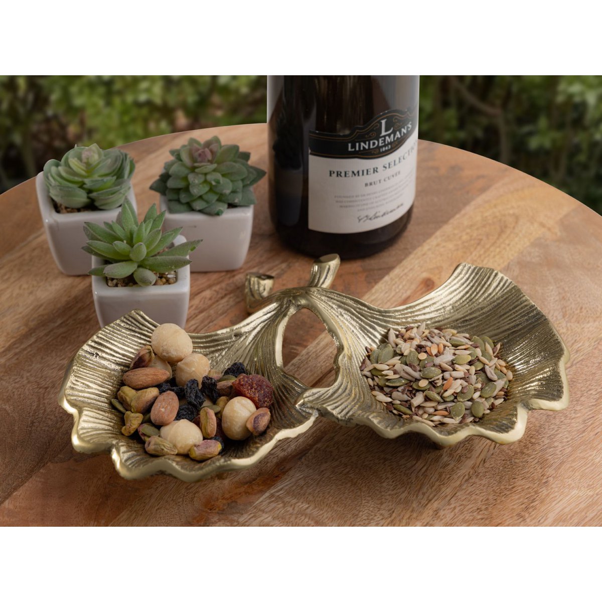 Decoratieve shell bowl master doos 18-delige aluminium ginkgo 2 blad goud of zilveren bladschaal