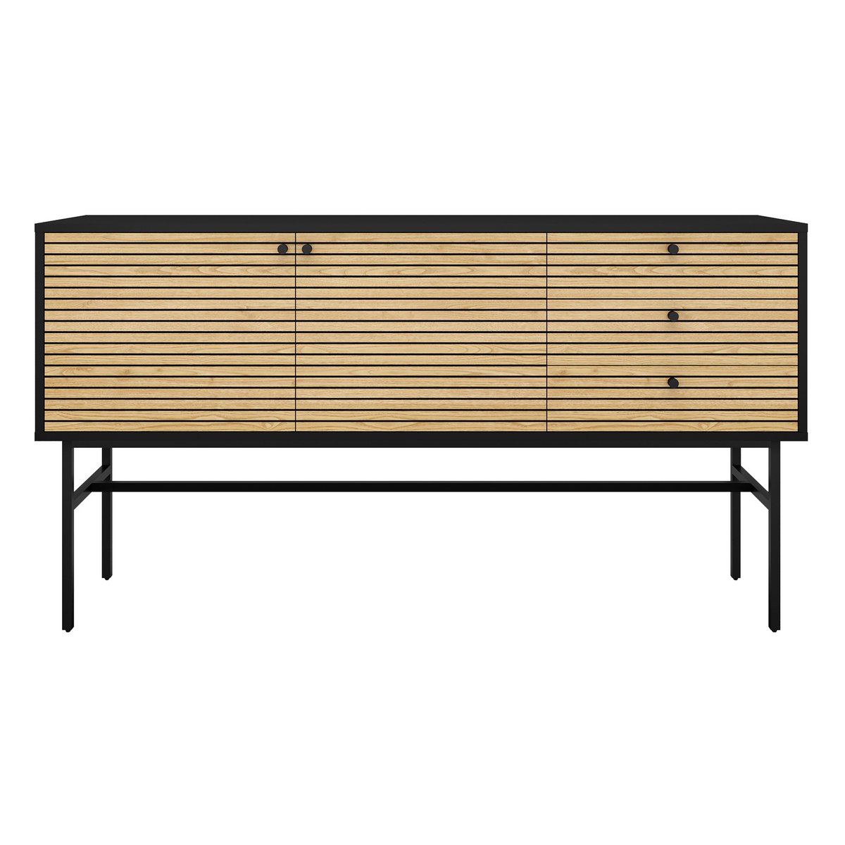 Dressoir zwart/eiken echt houtfineer