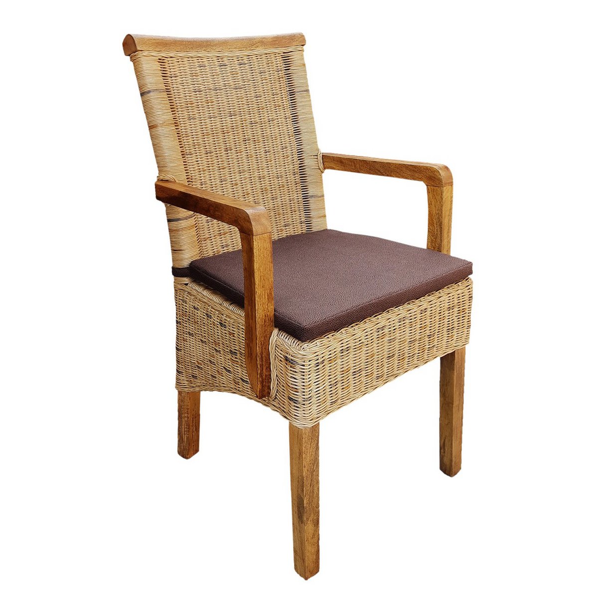 Rotan stoelen set van 4 eetkamerstoelen met armleuningen tabacco Perth rieten stoel rotan fauteuil