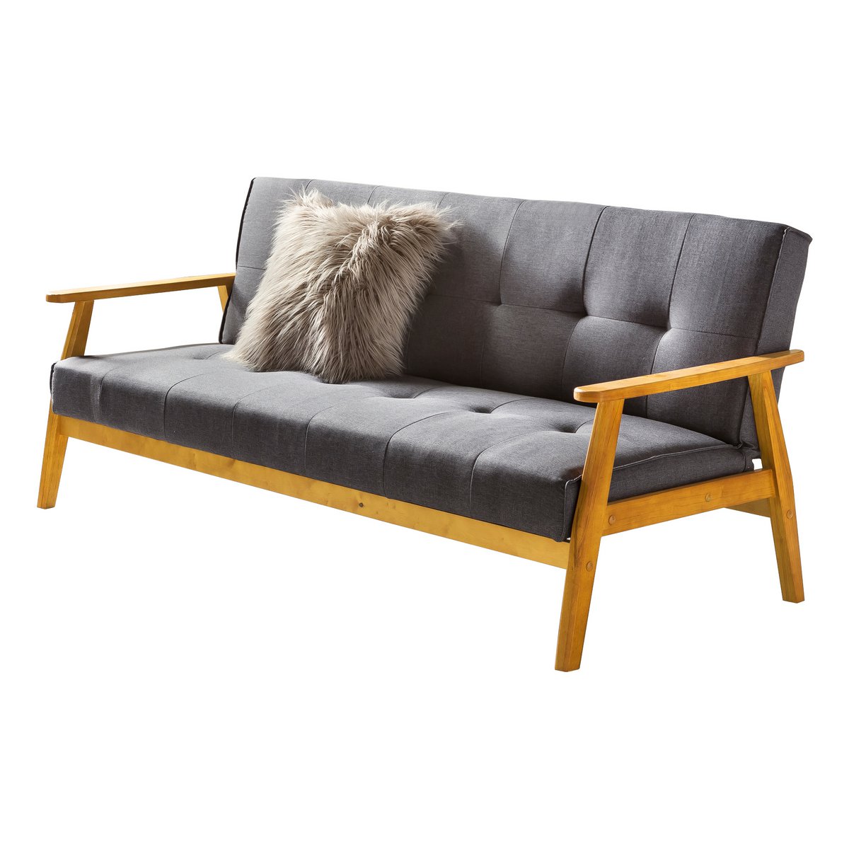 Slaapbank 190x85x81 cm donkergrijs geweven stof