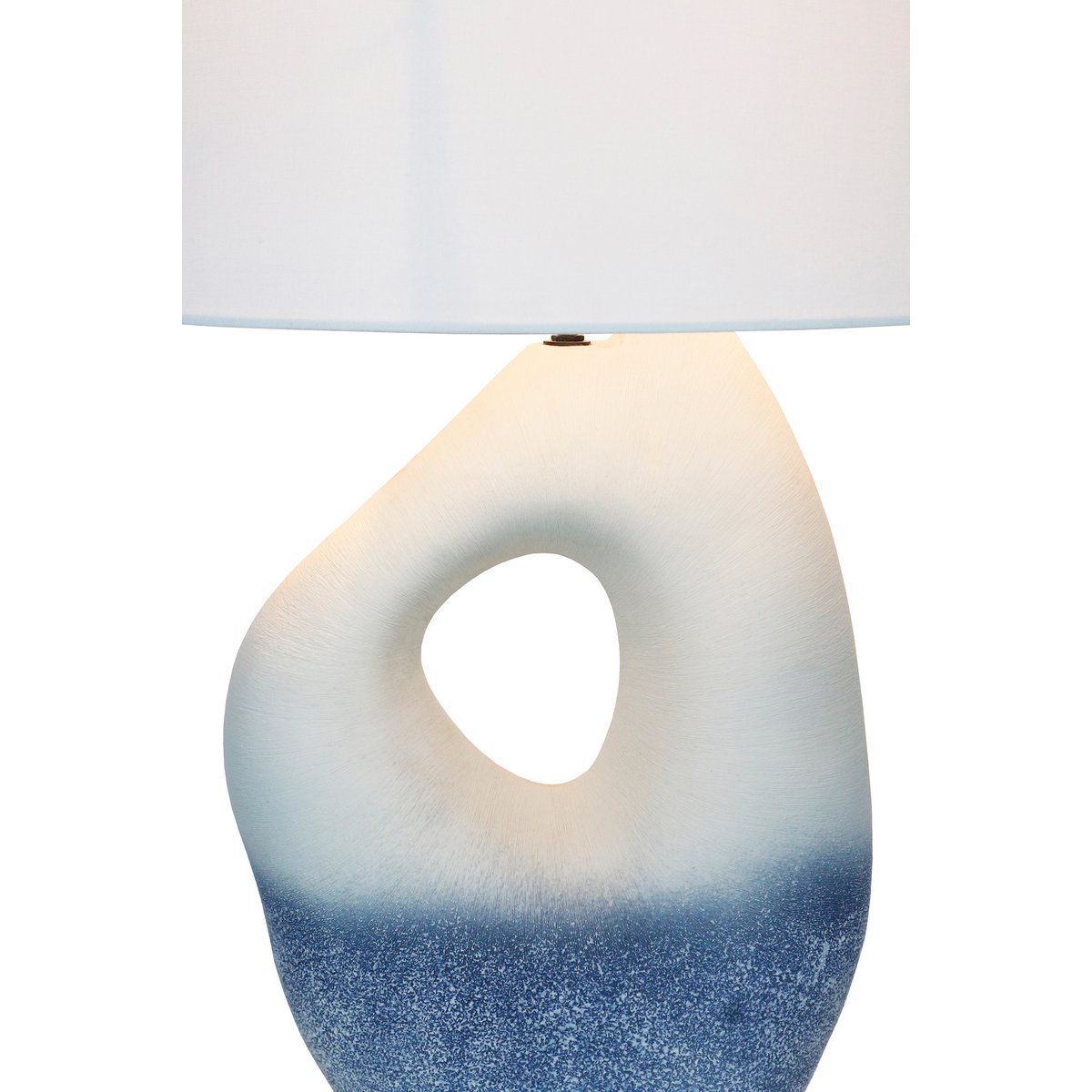 Tafellamp keramiek/linnen blauw/wit