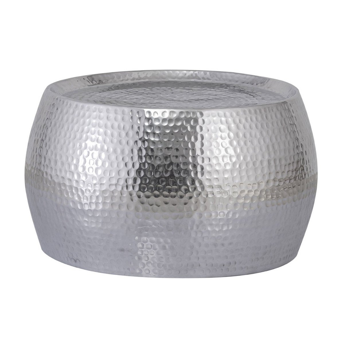 SUILY TABEL 2 DAKAR STRAAK DRAAG Ø 55/43 X H 30/28 cm zilveraluminium gehamerd