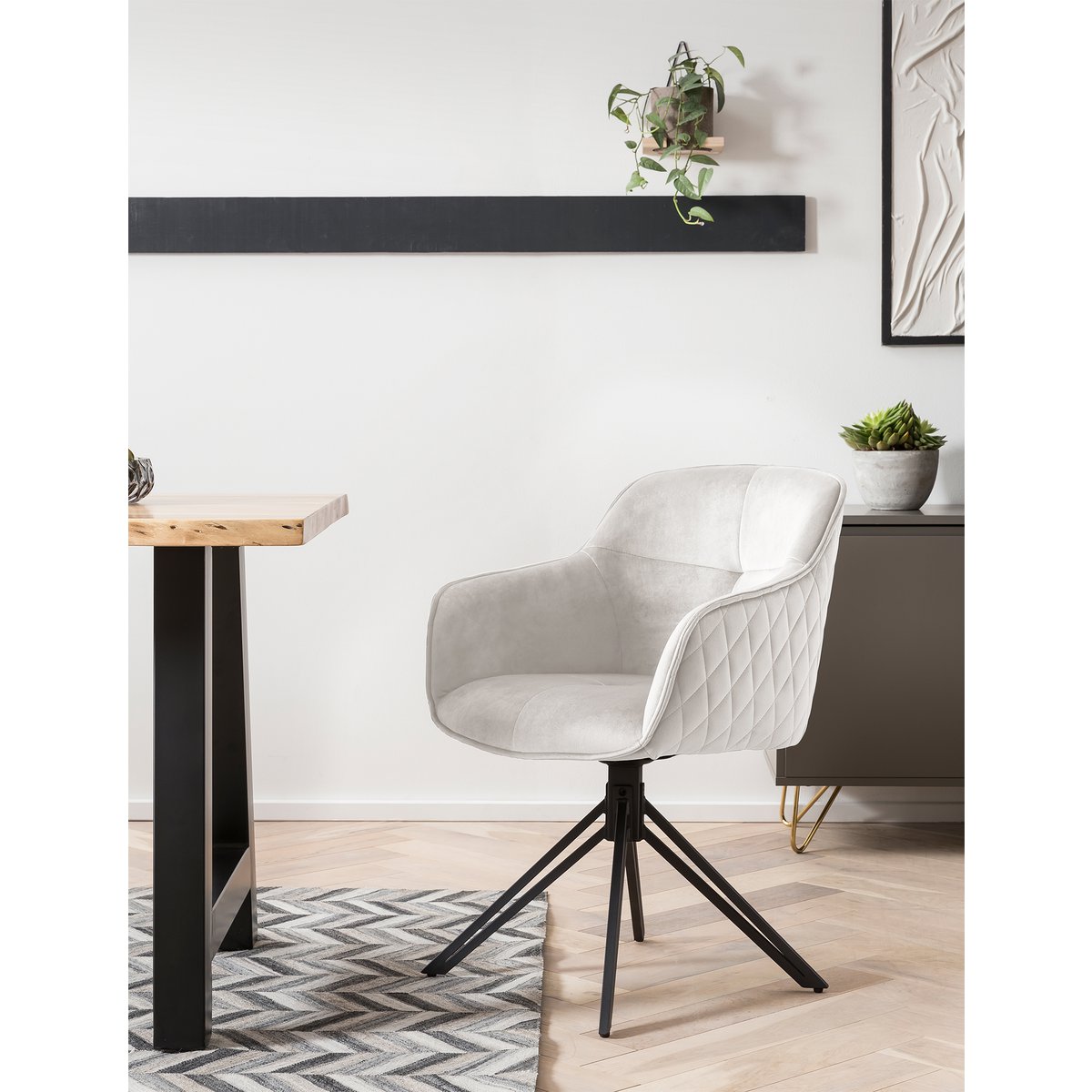 Fauteuil met honingraatquilt beige