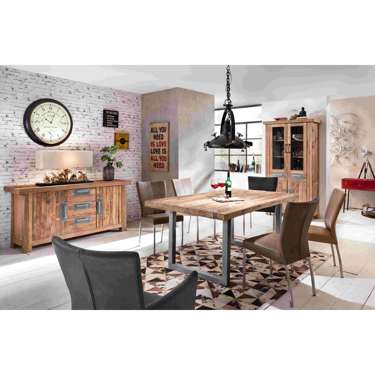 Tafel 200x100 cm, gerecycled natuurlijk teakhout